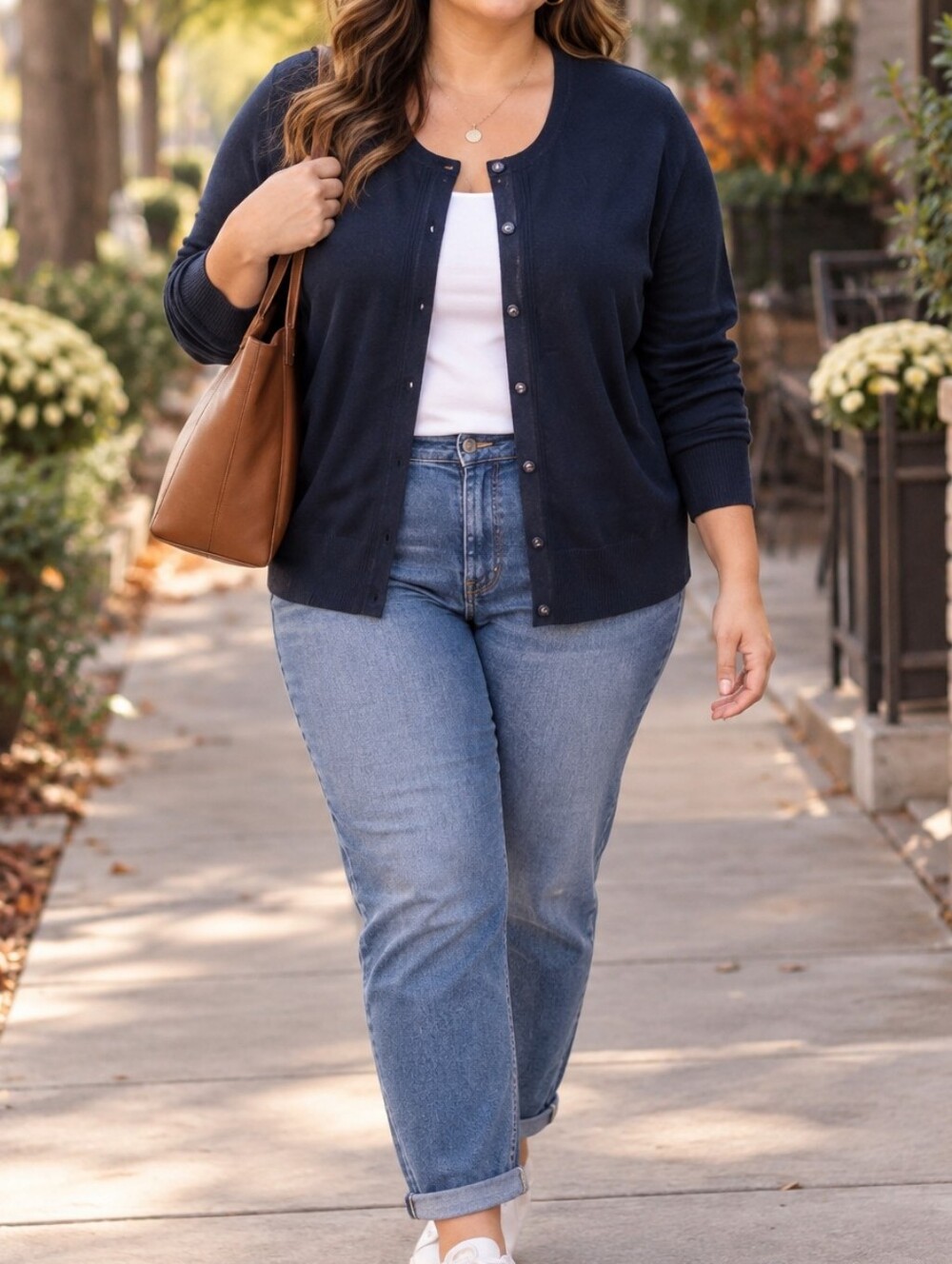 NWT Denver Hayes Plus Size Navy Soft Button Front Cardigan Cotton Blend Casual